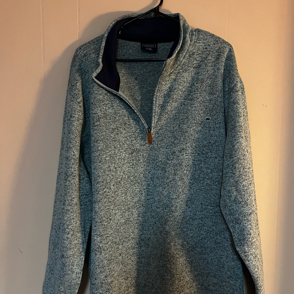 Crown & Ivy Men's Heathered Teal Zip-Up Sweater